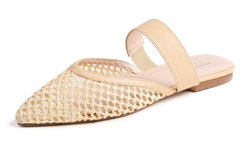 Feversole Slingback erstklassige Damen Ballerina mit Ausgeh-Schuhe Sommer-Schuhe Beige Veganes Leder Netzgurt 38 EU Feversole Slingback erstklassige Damen Ballerina mit Ausgeh-Schuhe Sommer-Schuhe Beige Veganes Leder Netzgurt 38 EU von Feversole
