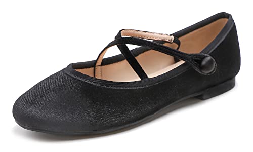 Feversole Suede Elestic Flat, Runde Spitze Stretchy Damen Ballerinas,Samt elastisch flach von Feversole