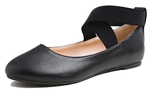 Feversole Suede Elestic Flat, Runde Spitze Stretchy Damen Ballerinas,Synthetik elastisch flach von Feversole