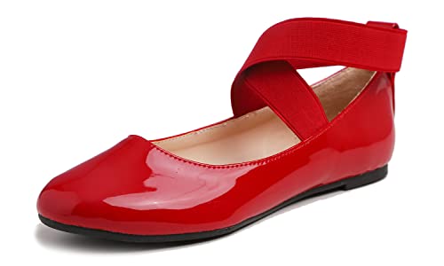 Feversole Suede Elestic Flat, Runde Spitze Stretchy Damen Ballerinas,Synthetik elastisch flach von Feversole