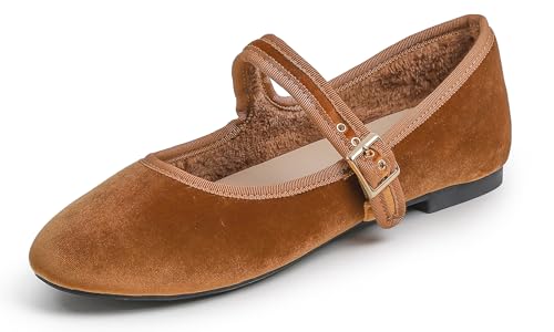 Feversole Velvet Mary Jane Halbschuhe,Flach Freizeit Tanzschuhe Kamel Samt EU 39 Feversole Velvet Mary Jane Halbschuhe,Flach Freizeit Tanzschuhe Kamel Samt EU 39 von Feversole