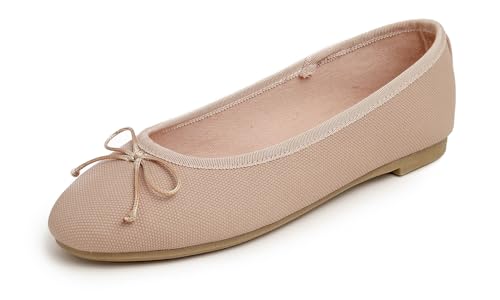 Feversole Women's Bow Tie Fashion Dress Slip On Shoes Round Toe Ballet Flat, Damen Klasssische Ballerinas Matt Balerinaschuhe Flach Damenschuhe Dreckiges Rosa Textur Veganes Leder 40 EU von Feversole