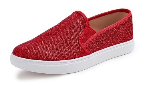 Feversole Women's Featured Canvas Sneaker,Sdamen Schuhe Slip On Sneakers Freizeit Atmungsaktive Fitness Turnschuhe Plattform Air Leichte Outdoor Walking Schuhe von Feversole