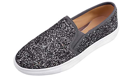 Feversole Women's Featured Glitter Sneaker,Sdamen Schuhe Slip On Sneakers Freizeit Atmungsaktive Fitness Turnschuhe Plattform Air Leichte Outdoor Walking Schuhe von Feversole