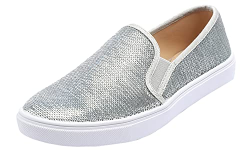 Feversole Women's Featured Sequin Sneaker,Sdamen Schuhe Slip On Sneakers Freizeit Atmungsaktive Fitness Turnschuhe Plattform Air Leichte Outdoor Walking Schuhe von Feversole