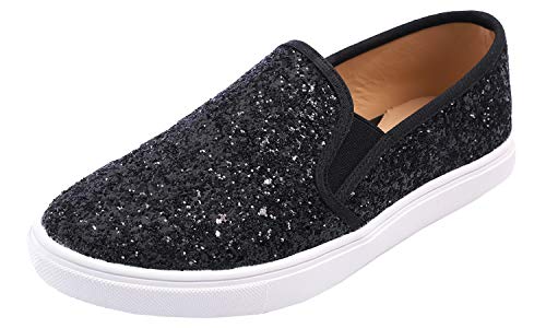 Feversole Women's Featured Glitter Sneaker,Sdamen Schuhe Slip On Sneakers Freizeit Atmungsaktive Fitness Turnschuhe Plattform Air Leichte Outdoor Walking Schuhe von Feversole