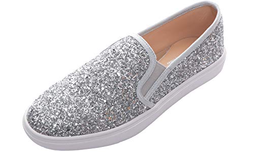 Feversole Women's Featured Glitter Sneaker,Sdamen Schuhe Slip On Sneakers Freizeit Atmungsaktive Fitness Turnschuhe Plattform Air Leichte Outdoor Walking Schuhe von Feversole