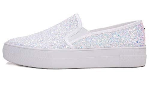 Feversole Women's Featured Glitter Sneaker,Sdamen Schuhe Slip On Sneakers Freizeit Atmungsaktive Fitness Turnschuhe Plattform Air Leichte Outdoor Walking Schuhe von Feversole