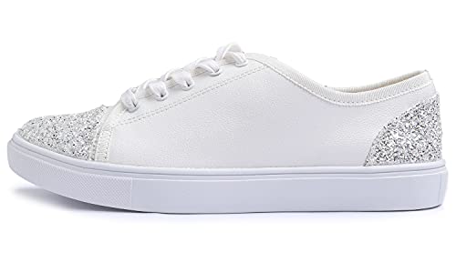 Feversole Women's Featured Glitter Lace-Up Sneaker,Damen Sneaker Atmungsaktiv Turnschuhe Leicht Laufschuhe Sportschuhe Freizeitschuhe von Feversole