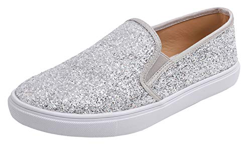 Feversole Women's Featured Glitter Sneaker,Sdamen Schuhe Slip On Sneakers Freizeit Atmungsaktive Fitness Turnschuhe Plattform Air Leichte Outdoor Walking Schuhe von Feversole