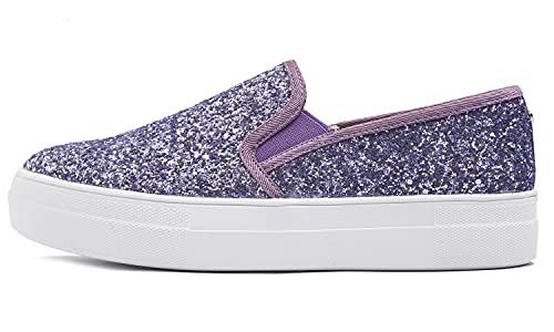 Feversole Women's Featured Glitter Sneaker,Sdamen Schuhe Slip On Sneakers Freizeit Atmungsaktive Fitness Turnschuhe Plattform Air Leichte Outdoor Walking Schuhe von Feversole