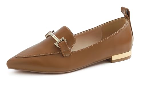 Feversole Women's Loafer Flat Pointed Matlic Heel Fashion Flat,Spitze Flache Schuhe，Klassische Ballerinas Profilsohle von Feversole