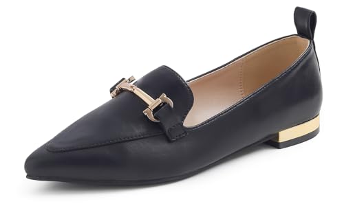 Feversole Women's Loafer Flat Pointed Matlic Heel Fashion Flat,Spitze Flache Schuhe，Klassische Ballerinas Profilsohle von Feversole