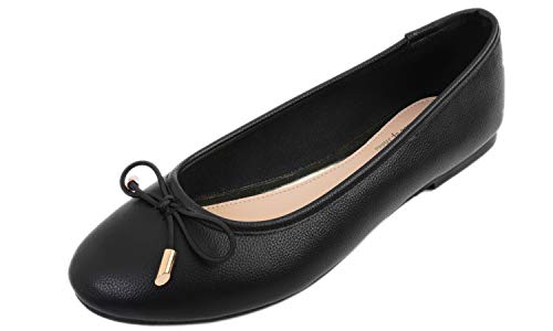 Feversole Women's Soft Cushion Weiches Kissen für Damen, extra gepolsterter Komfort, runde Zehen, modische Ballerinas, Wanderschuhe Schwarz 36 von Feversole