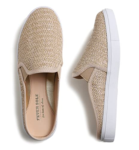 Feversole Women's Sport Mules Slip On,Mules Sandals Slippers Sabots Trainers Leisure Beige Raffia 37 von Feversole