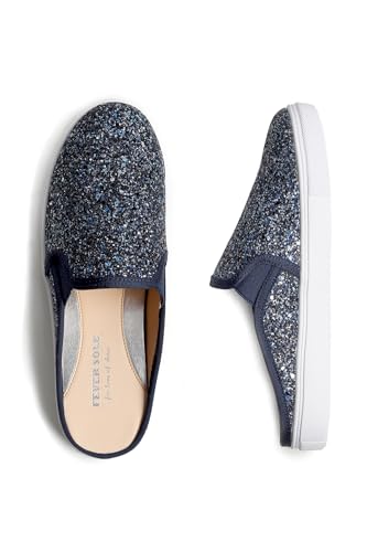 Feversole Women's Sport Mules Slip On,Mules Sandals Slippers Sabots Trainers Leisure Nachtblau-Glitter 39 von Feversole