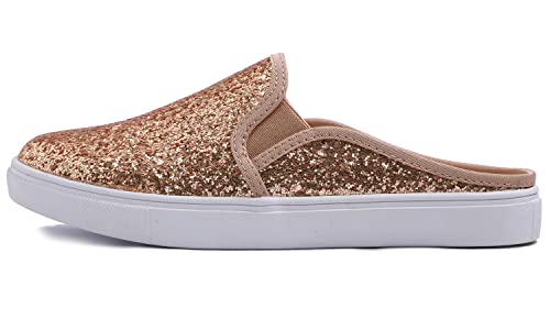 Feversole Women's Sport Mules Slip On,Mules Sandals Slippers Sabots Trainers Leisure Rosegold Glitter 39 von Feversole