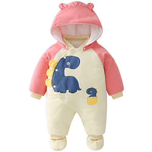 Baby Mädchen Winter Strampler Overall mit Kapuze Schneeanzüge Langarm Spielanzug Spieler mit Füßlinge Baby Winterkleidung / 3-6 Monate von Fewlby