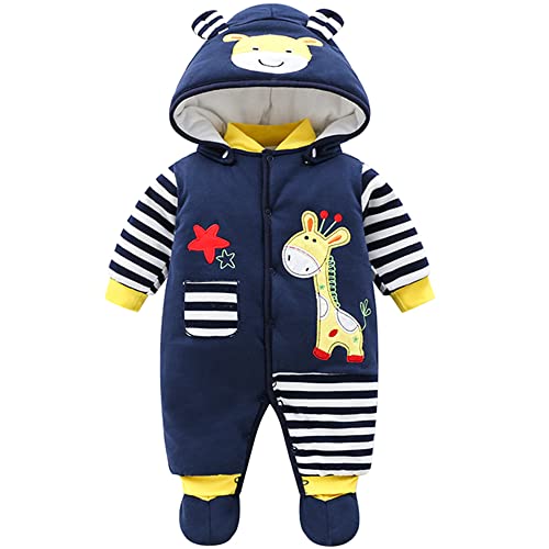Baby Winter Strampler Overall mit Kapuze Schneeanzüge Jungen Langarm Spielanzug Spieler mit Füßlinge Baby Winterkleidung / 6-9 Monate von Fewlby