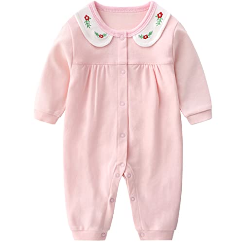 Fewlby Baby Mädchen Strampler Spielanzug Schlafanzug Pyjama Langarm Body Baumwolle Overalls Baby-Nachtwäsche, 9-12 Monate von Fewlby