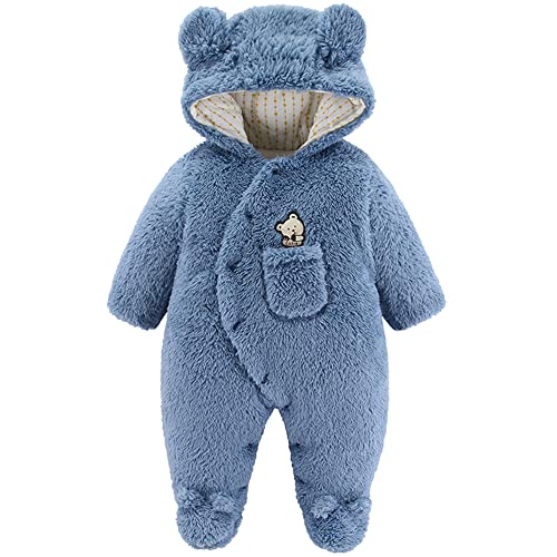 Fewlby Baby Overall Winter Strampler, Schneeanzüge mit Kapuze Spielanzug Jungen Mädchen Spieler Winterkleidung Baby Winter Outfits, 0-3 Monate von Fewlby