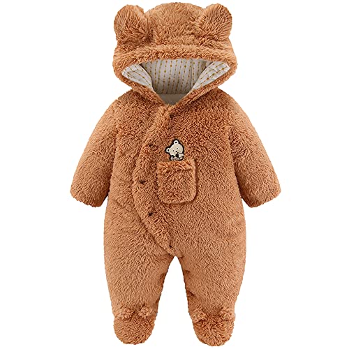 Fewlby Baby Overall Winter Strampler, Schneeanzüge mit Kapuze Spielanzug Jungen Mädchen Spieler Winterkleidung Baby Winter Outfits, 3-6 Monate von Fewlby