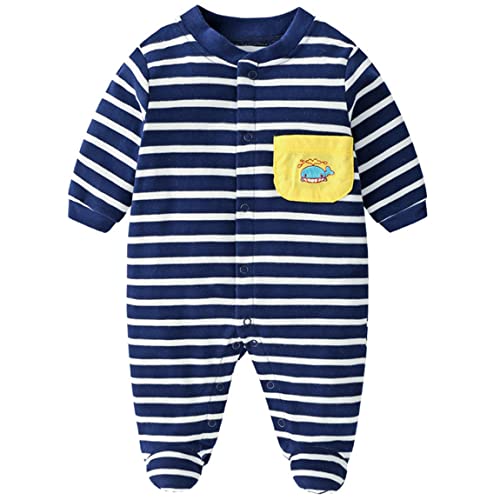 Fewlby Baby Strampler Spielanzug Jungen Baumwolle Schlafanzug Langarm Body Baby-Nachtwäsche, 3-6 Monate von Fewlby