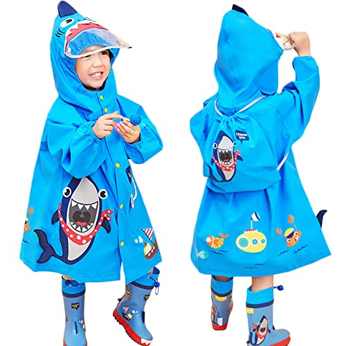 Kinder Regenjacken Regenmäntel Jungen Mädchen Regenponcho wasserdichte Regencape, Cartoon Outdoor Regenbekleidung Mit tragbarer Tasche, 6-8 Jahre von Fewlby