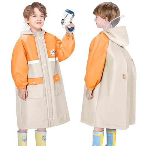 Fewlby Kinder Regenponcho Regencape Mädchen Jungen Regenmantel Wasserdichter Regenjacken mit Rucksackabdeckung Kleinkind Outdoor Regenbekleidung Mit Tragbarer Tasche, 5-6 Jahre von Fewlby