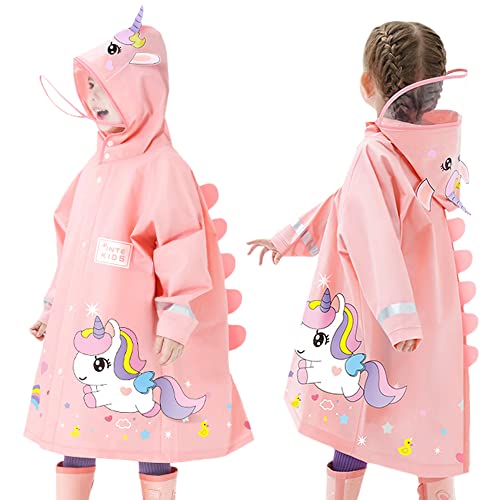 Kinder Regenponcho Regenmäntel Jungen Mädchen Regenjacken, Cartoon Regencape wasserdichte Outdoor Regenbekleidung Mit tragbarer Tasche, 1-2 Jahre von Fewlby