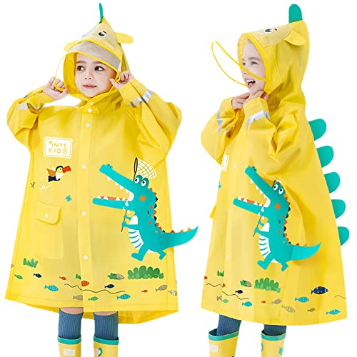 Kinder Regenponcho Regenmäntel Jungen Mädchen Regenjacken, Cartoon Regencape wasserdichte Outdoor Regenbekleidung Mit tragbarer Tasche, 5-6 Jahre von Fewlby