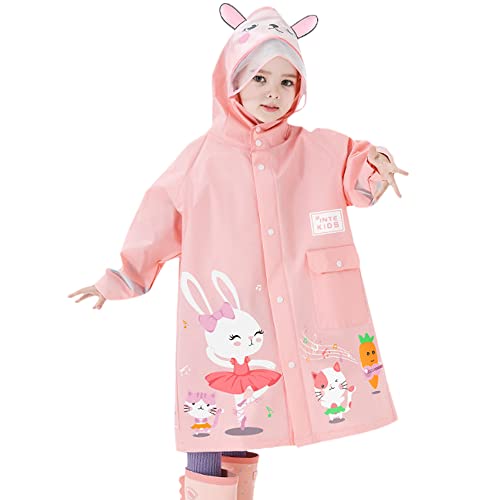 Kinder Regenponcho Regenmäntel Jungen Mädchen Regenjacken, Cartoon Regencape wasserdichte Outdoor Regenbekleidung Mit tragbarer Tasche, 9-10 Jahre von Fewlby