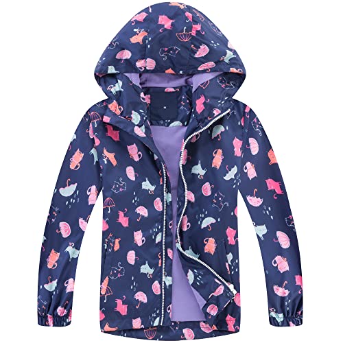 Regenjacke Mädchen, Outdoor Wasserdichte Jacke Regenmantel mit Kapuze Softshelljacke Kinder Übergangsjacke Kapuzen Windjacke, 3-4 Jahre von Fewlby