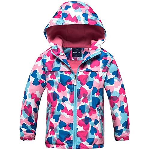 Mädchen Regenjacke, Outdoor Wasserdichte Jacke Regenmantel mit Kapuze Kinder Softshelljacke Übergangsjacke Kapuzen Windjacke, 4-5 Jahre von Fewlby