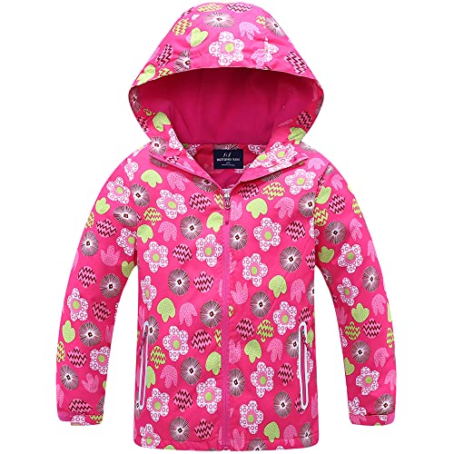 Mädchen Regenjacke, Outdoor Wasserdichte Jacke Regenmantel mit Kapuze Kinder Softshelljacke Übergangsjacke Kapuzen Windjacke, 9-10 Jahre von Fewlby