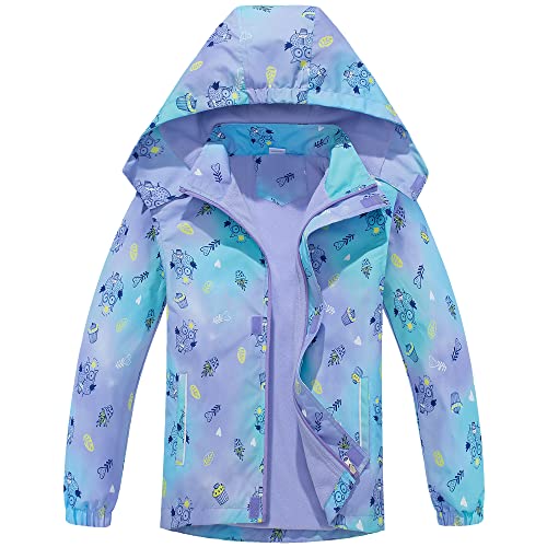 Mädchen Regenjacke - Regenmantel mit Kapuze Outdoor Wasserdichte Jacke Kinder Softshelljacke Übergangsjacke Kapuzen Windjacke 9-10 Jahre von Fewlby