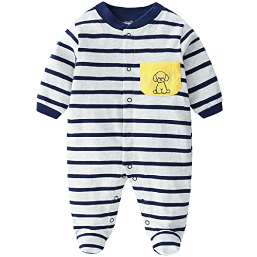 Fewlby Neugeborene Baby Strampler Spielanzug Jungen Schlafanzug Baumwolle Overalls Langarm Body, 0-3 Monate von Fewlby