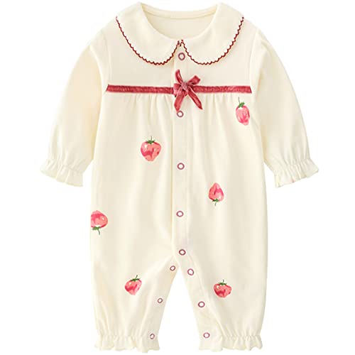Fewlby Neugeborene Baby Strampler Spielanzug Langarm Body Mädchen Schlafanzug Pyjama Baumwolle Overalls, 0-3 Monate von Fewlby