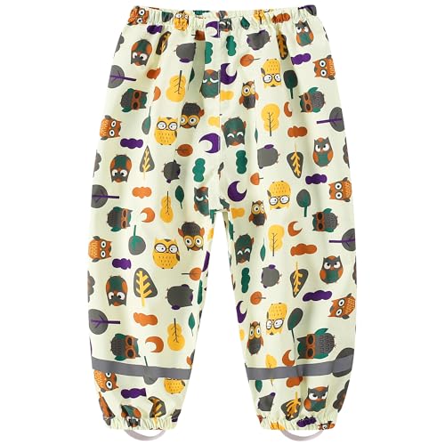 Fewlby Regenhose Kinder Matschhose Mädchen wasserdichte Hosen Jungen Wind- und wasserdichte Regenhosen mit Fußschlaufen Wiederverwendbar Outdoor Regenbekleidung, 5-6 Jahre von Fewlby