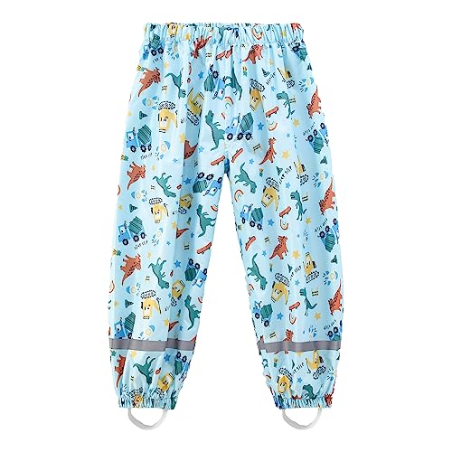 Fewlby Regenhose Kinder Matschhose Mädchen wasserdichte Hosen Jungen Wind- und wasserdichte Regenhosen mit Fußschlaufen Wiederverwendbar Outdoor Regenbekleidung, 5-6 Jahre von Fewlby