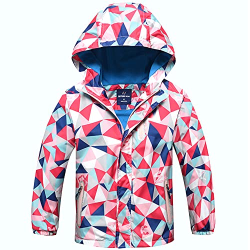 Regenjacke Kinder, Regenmantel mit Kapuze Wind und Wasserdicht Übergangsjacke Mädchen Softshelljacke Kinder Kapuzen Windjacke, 3-4 Jahre von Fewlby