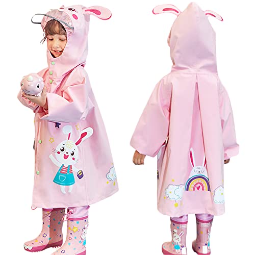 Regenjacken Kinder Regenmäntel Jungen Mädchen Regenponcho wasserdichte Regencape, Cartoon Outdoor Regenbekleidung Mit tragbarer Tasche, 6-8 Jahre von Fewlby