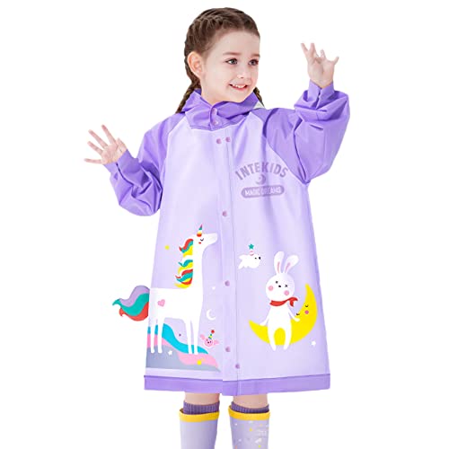 Fewlby Regenmäntel Kinder, Regenponcho Jungen Mädchen wasserdichte Regenjacken Outdoor Regenbekleidung Mit tragbarer Tasche 3-4 Jahre von Fewlby