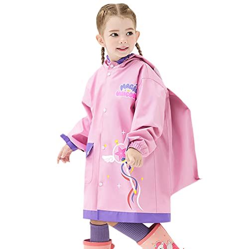 Fewlby Regenponcho Kinder, Regenmäntel Jungen Mädchen wasserdichte Regenjacken mit Rucksackabdeckung Regenanzug Outdoor Regenbekleidung Mit tragbarer Tasche 4-6 Jahre von Fewlby