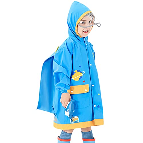 Fewlby Regenponcho Kinder, Regenmäntel Jungen Mädchen wasserdichte Regenjacken mit Rucksackabdeckung Regenanzug Outdoor Regenbekleidung Mit tragbarer Tasche 7-9 Jahre von Fewlby