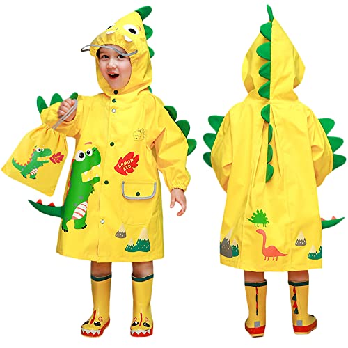 Kinder Regenjacken Regenmäntel Jungen Mädchen Regenponcho wasserdichte Regencape, Cartoon Outdoor Regenbekleidung Mit tragbarer Tasche, 3-4 Jahre von Fewlby