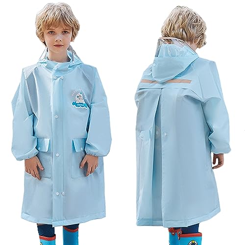 Kinder Regenponcho, Regenmäntel Jungen Mädchen Wasserdichte Regencape Wiederverwendbarer Regenjacken Cartoon Regenbekleidung Mit tragbarer Tasche, 8-10 Jahre von Fewlby