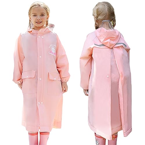 Kinder Regenponcho, Regenmäntel Jungen Mädchen Wasserdichte Regencape Wiederverwendbarer Regenjacken Cartoon Regenbekleidung Mit tragbarer Tasche, 8-10 Jahre von Fewlby