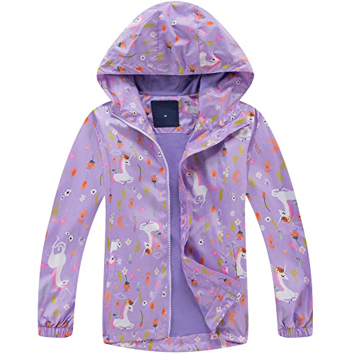 Regenjacke Mädchen, Outdoor Wasserdichte Jacke Regenmantel mit Kapuze Softshelljacke Kinder Übergangsjacke Kapuzen Windjacke, 3-4 Jahre von Fewlby