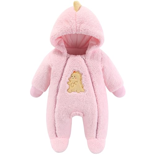 Winter Overall Baby Schneeanzüge, Jungen Mädchen Fleece Strampler mit Kapuze Spielanzug Spieler Winterkleidung Baby Winter Outfits, 0-3 Monate von Fewlby